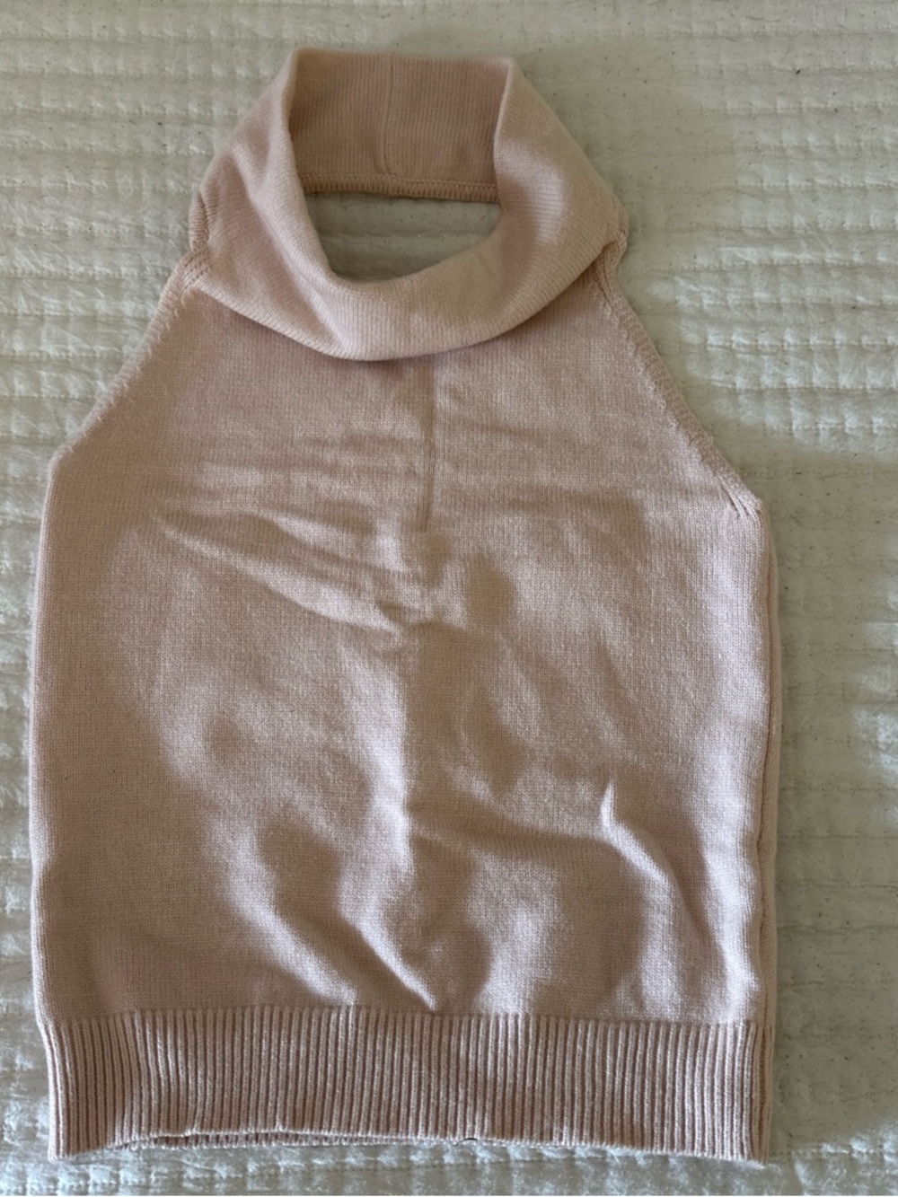 Sleeveless Turtleneck Sweater Tank - Blush Pink